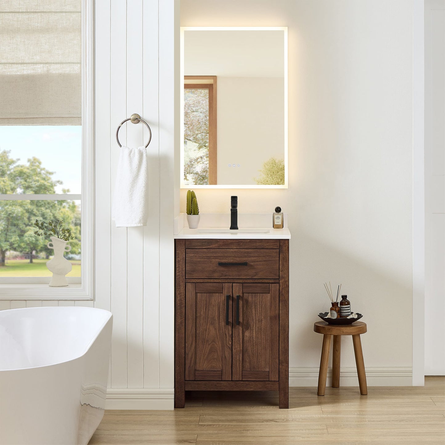 Beckett Bathroom Vanity with Countertop 24 inch Single Sink Single hole Faucet Setup