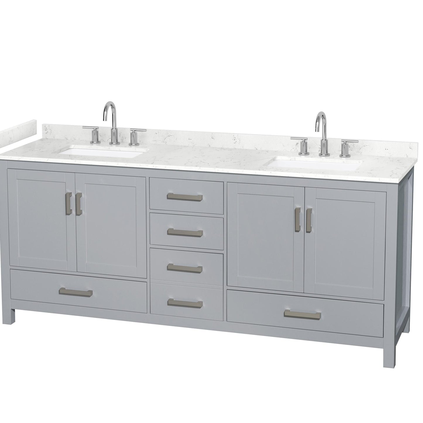 Sheffield Bathroom Vanity with Countertop 80 inch Double Sink 3-hole Faucet Setup