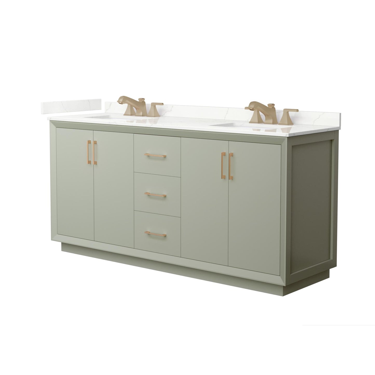 Strada Bathroom Vanity with Countertop 72 inch Double Sink 3-hole Faucet Setup