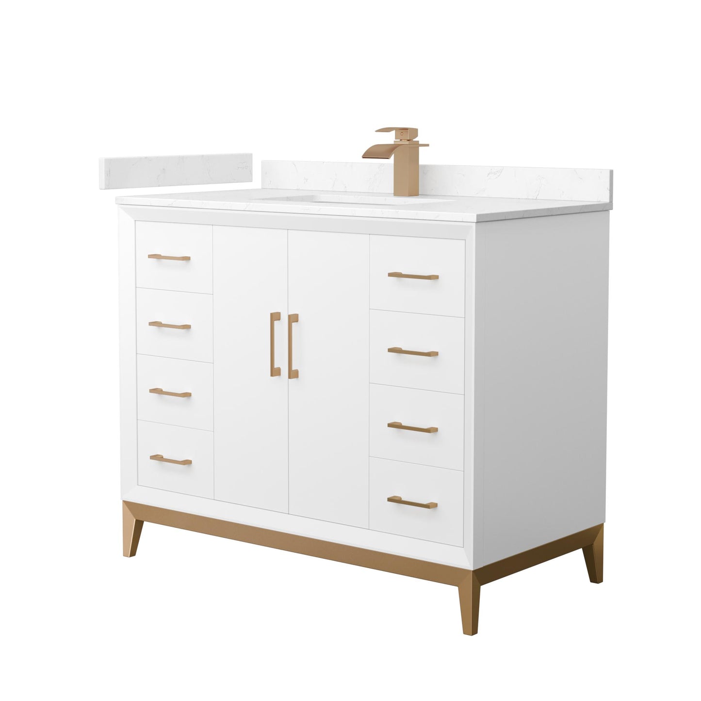 Amici Bathroom Vanity with Countertop 42 inch Single Sink Single hole Faucet Setup