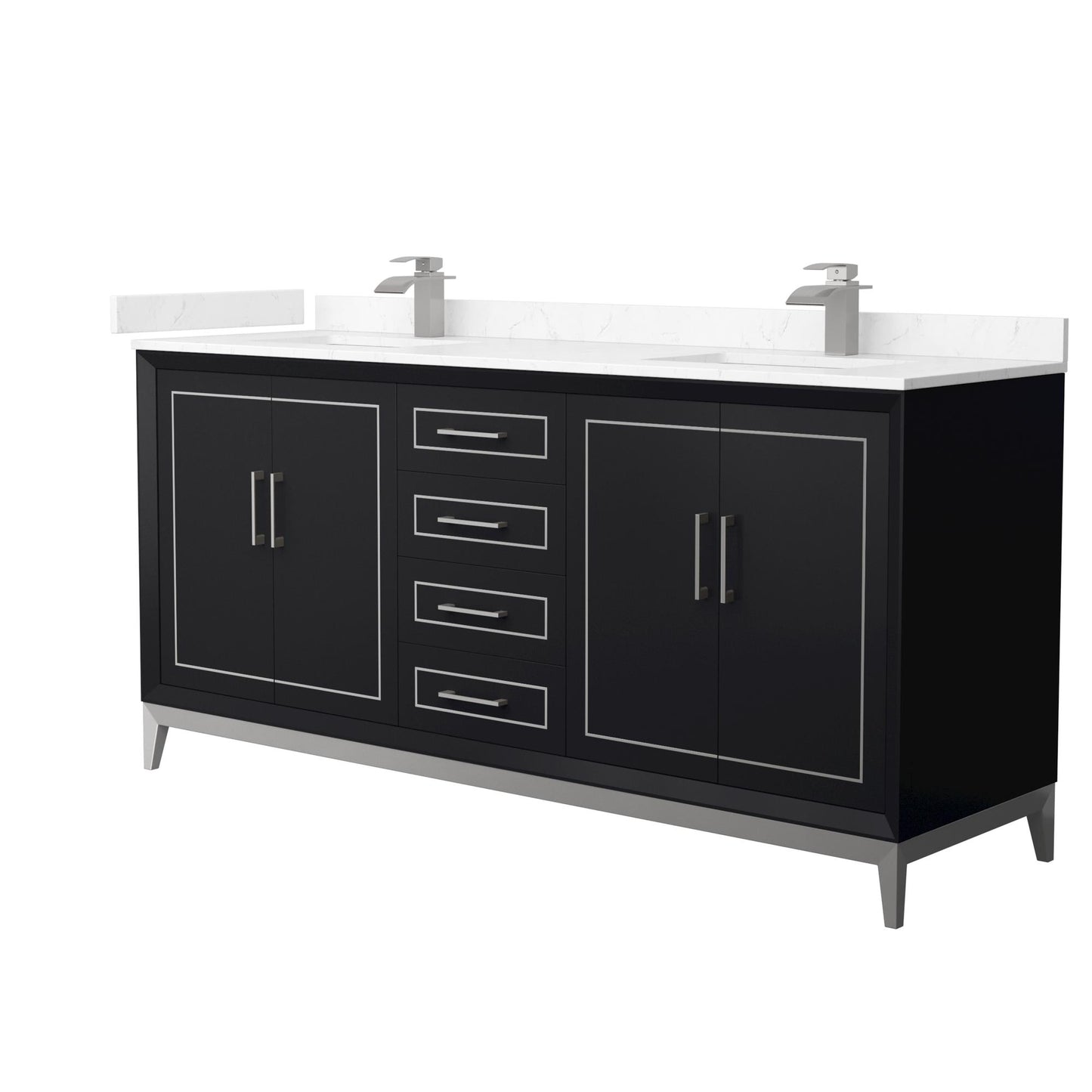 Marlena Bathroom Vanity with Countertop 72 inch Double Sink Single hole Faucet Setup