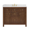 Custom image for Dark Walnut with Brushed Gold Trim / Carrara Cultured Marble / No Mirror