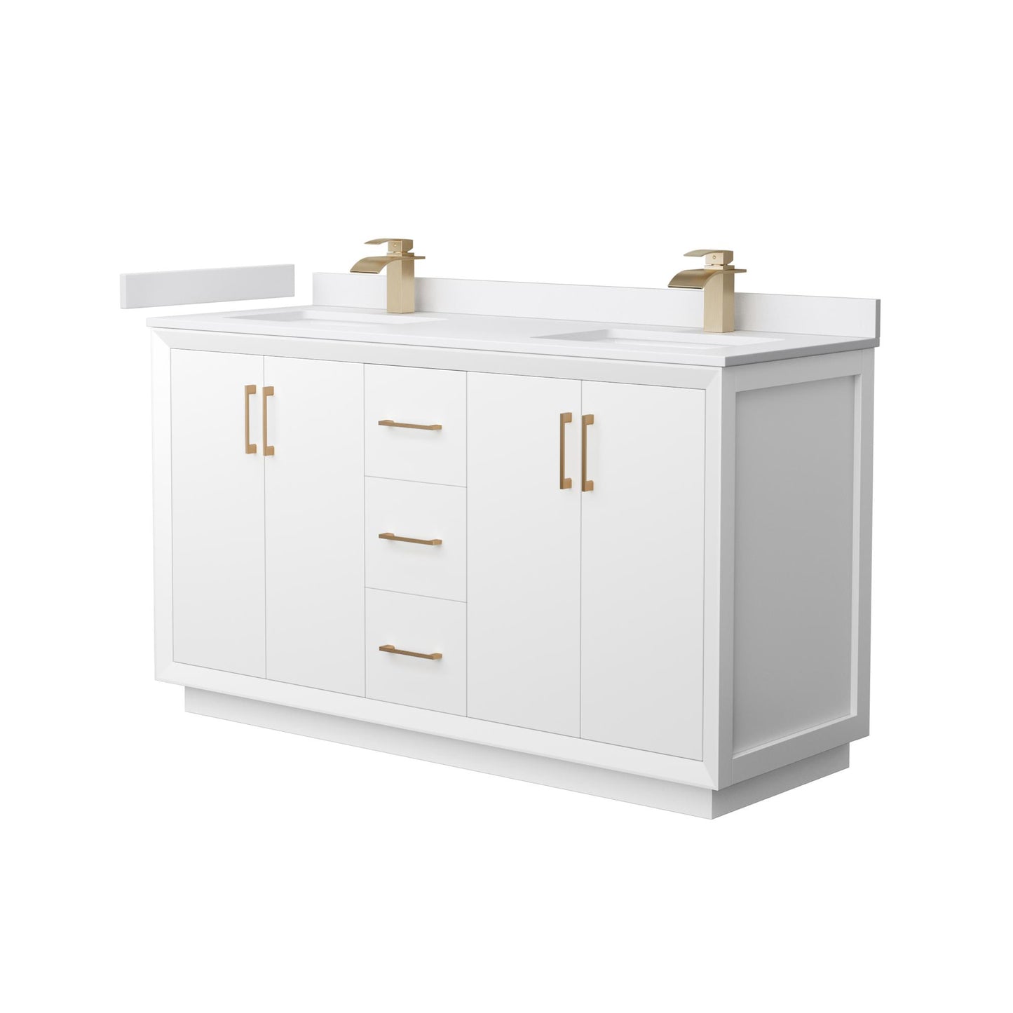Strada Bathroom Vanity with Countertop 60 inch Double Sink Single hole Faucet Setup