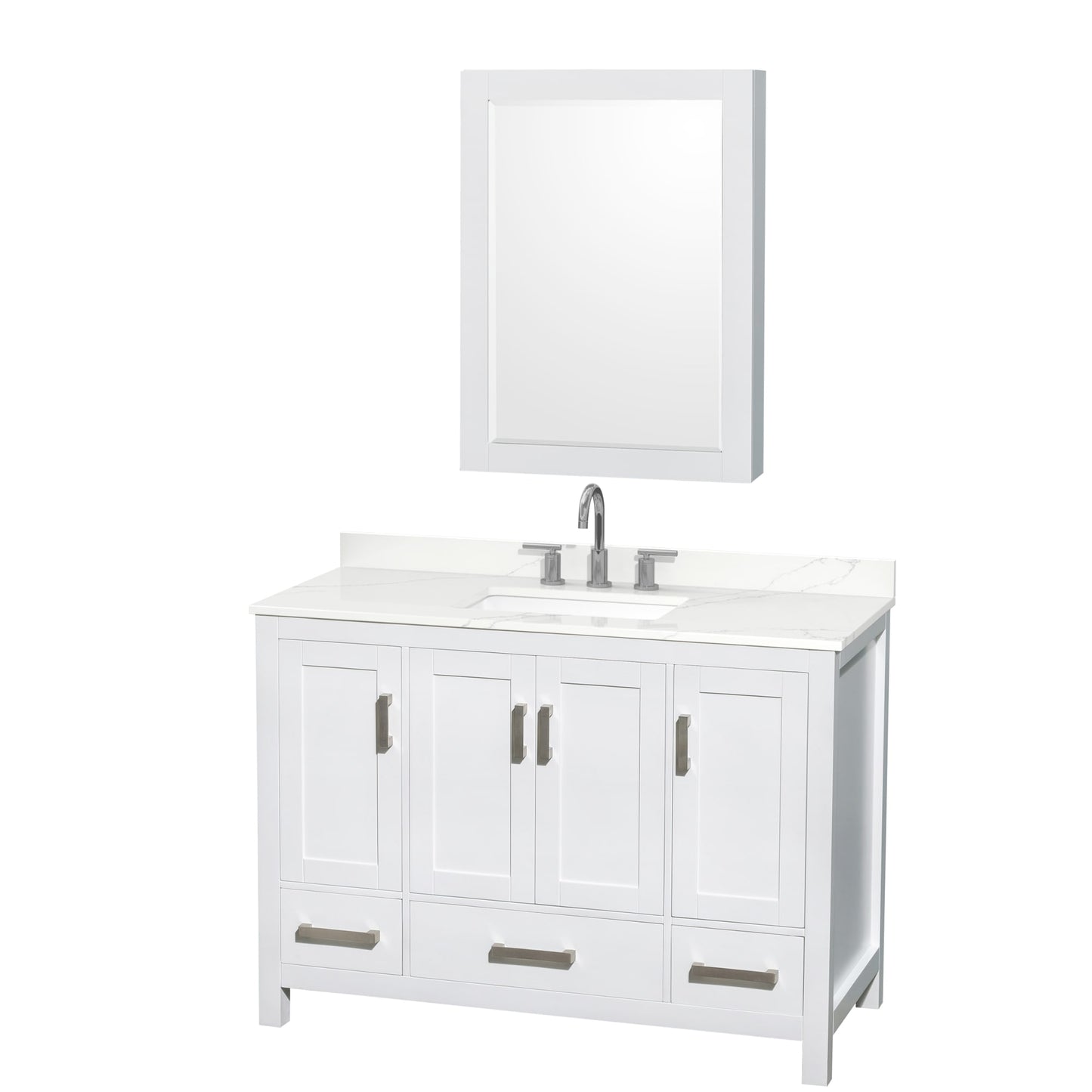 Sheffield Bathroom Vanity with Countertop 48 inch Single Sink 3-hole Faucet Setup