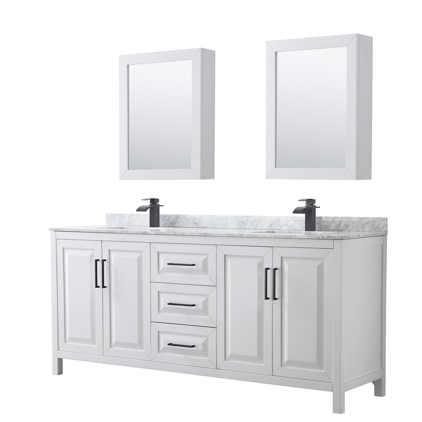 Daria Bathroom Vanity with Countertop 80 inch Double Sink Single hole Faucet Setup