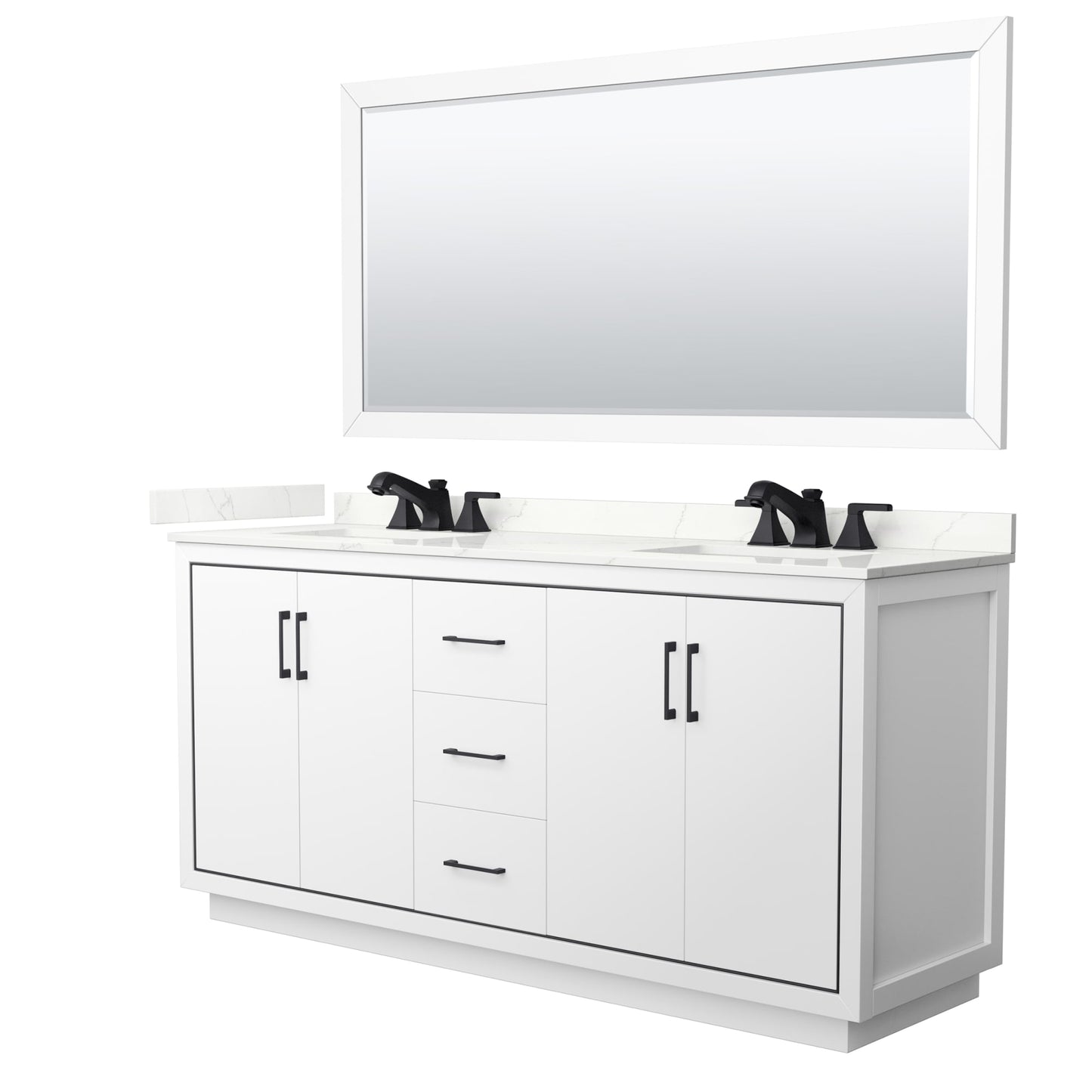 Icon Bathroom Vanity with Countertop 72 inch Double Sink 3-hole Faucet Setup
