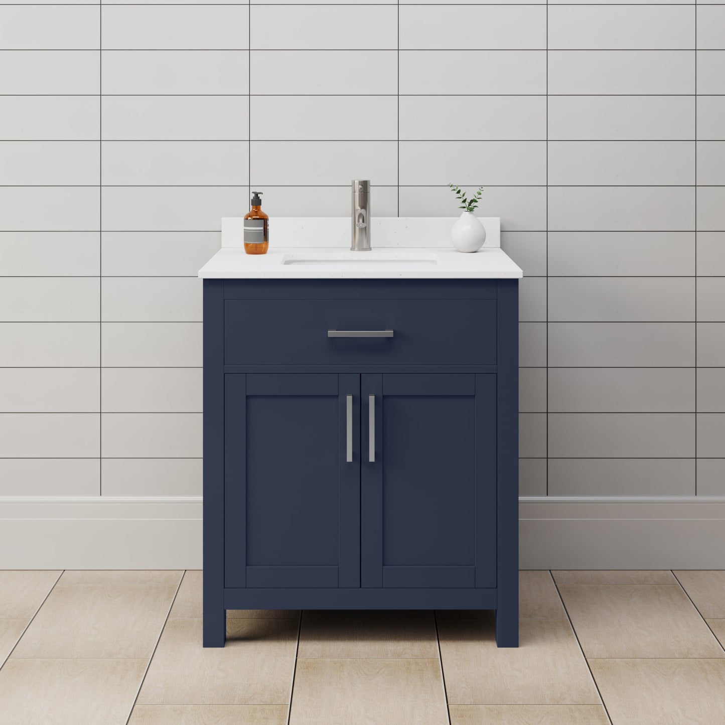 Beckett Bathroom Vanity with Countertop 30 inch Single Sink Single hole Faucet Setup