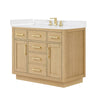 Custom image for Rift Oak with Brushed Gold Trim / White Quartz / No Mirror