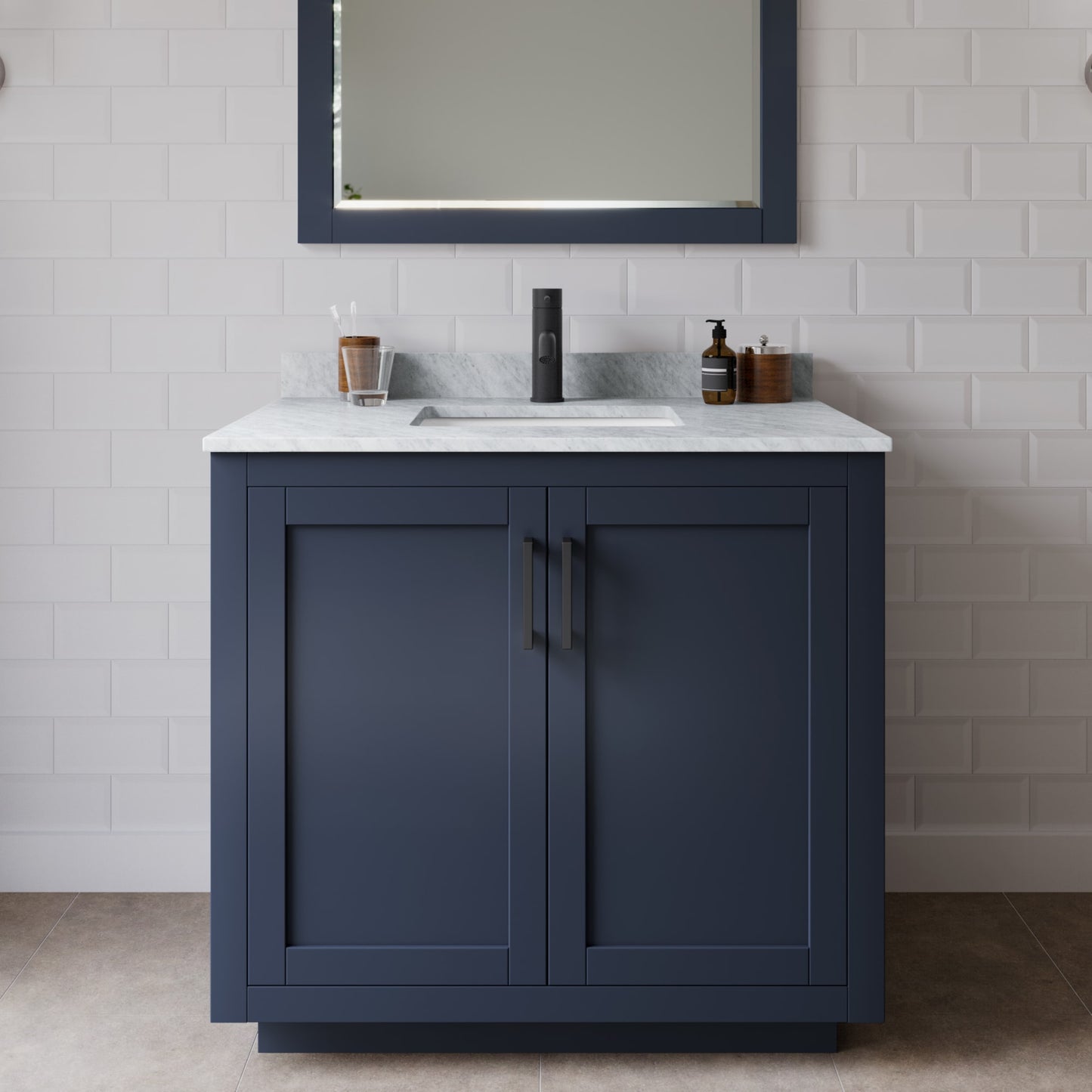 Miranda Bathroom Vanity with Countertop 36 inch Single Sink Single hole Faucet Setup