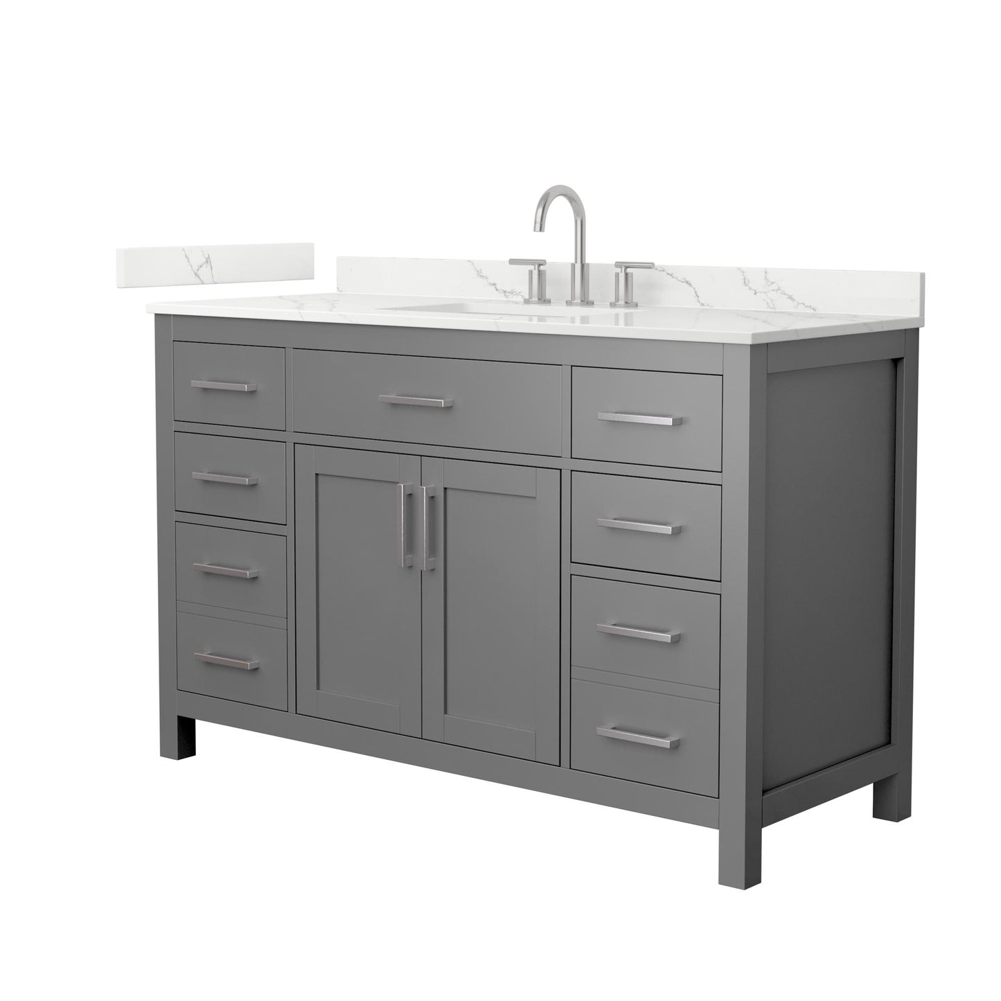 Beckett Bathroom Vanity with Countertop 54 inch Single Sink 3-hole Faucet Setup