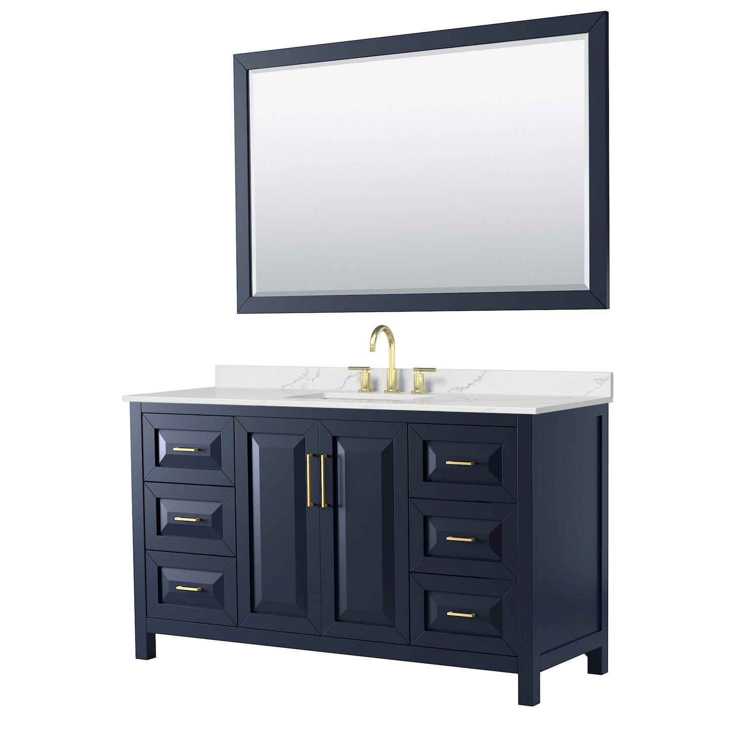Daria Bathroom Vanity with Countertop 60 inch Single Sink 3-hole Faucet Setup