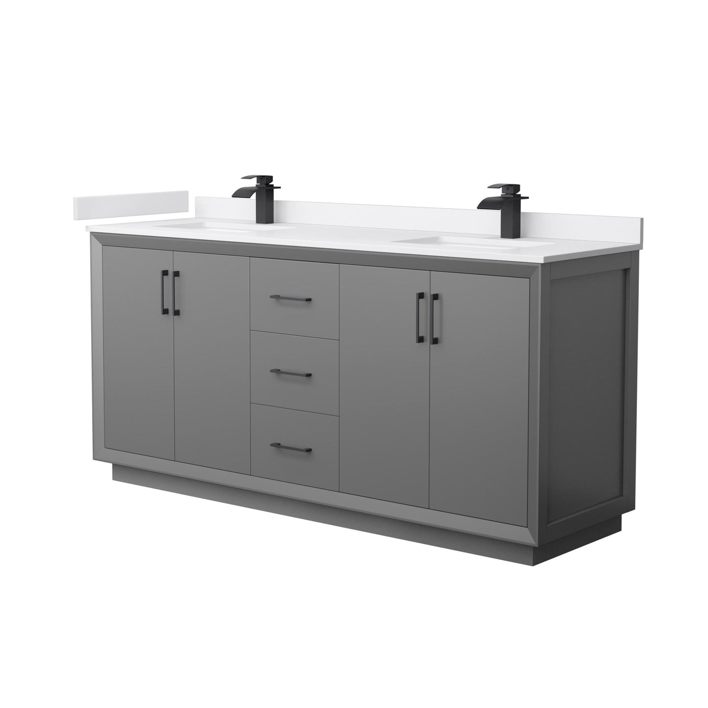 Strada Bathroom Vanity with Countertop 72 inch Double Sink Single hole Faucet Setup