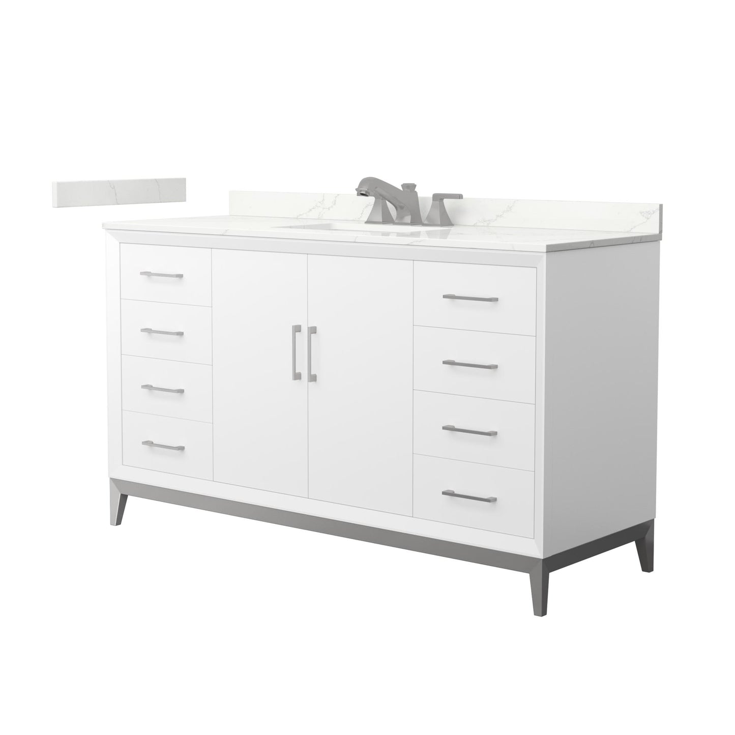 Amici Bathroom Vanity with Countertop 60 inch Single Sink 3-hole Faucet Setup