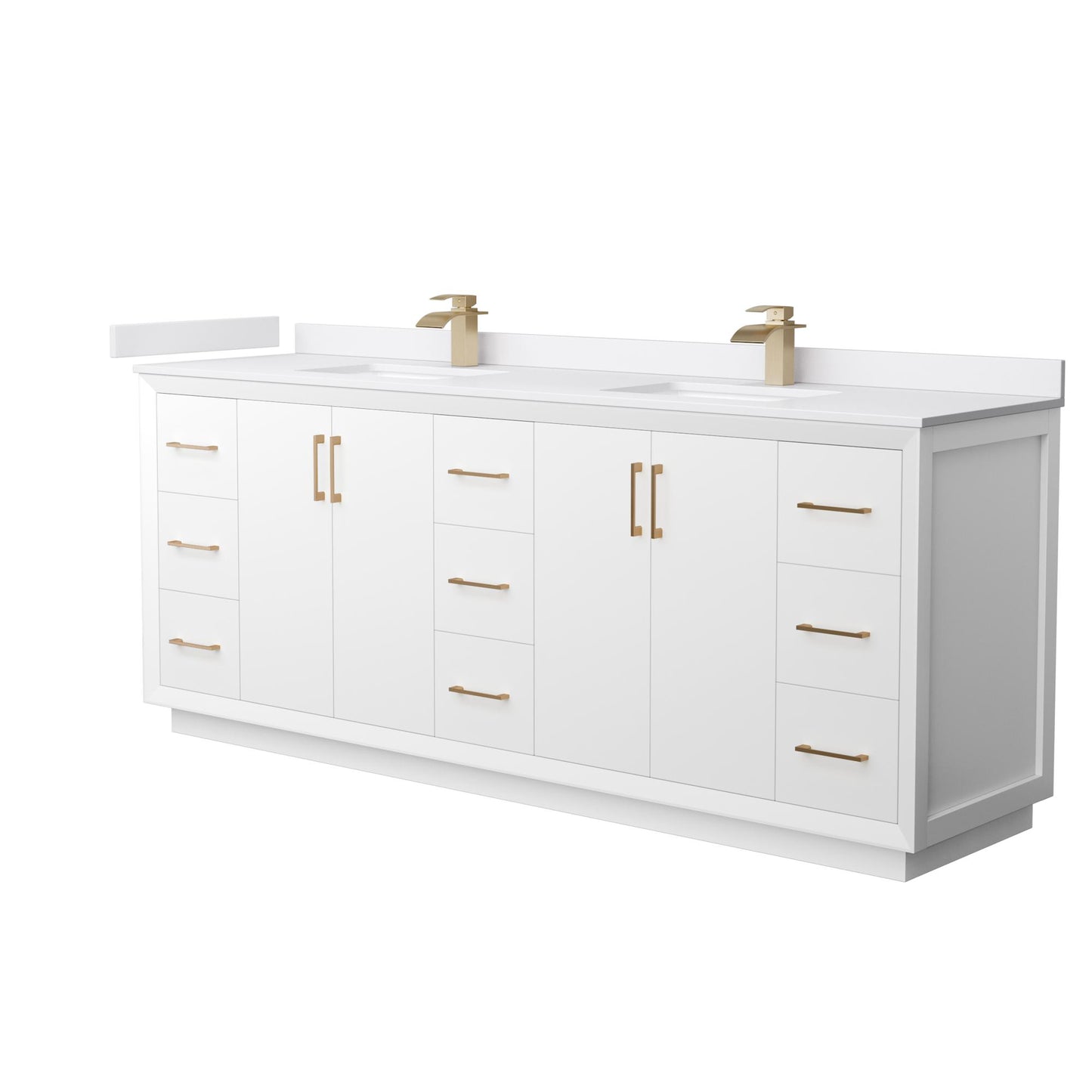 Strada Bathroom Vanity with Countertop 84 inch Double Sink Single hole Faucet Setup