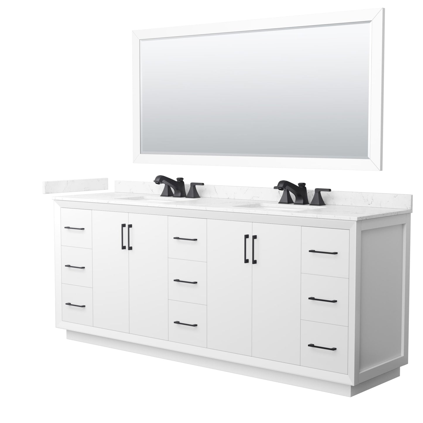 Strada Bathroom Vanity with Countertop 84 inch Double Sink 3-hole Faucet Setup