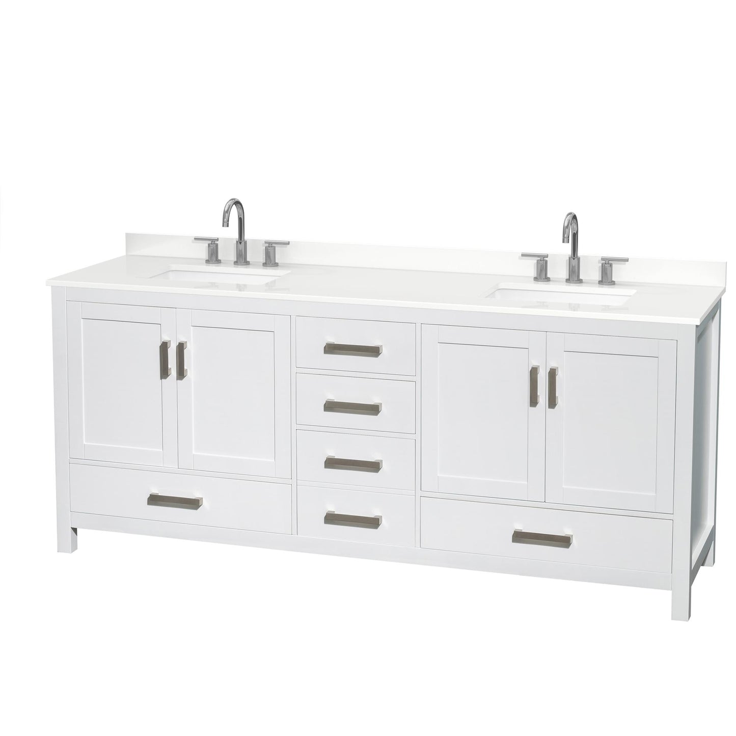 Sheffield Bathroom Vanity with Countertop 80 inch Double Sink 3-hole Faucet Setup