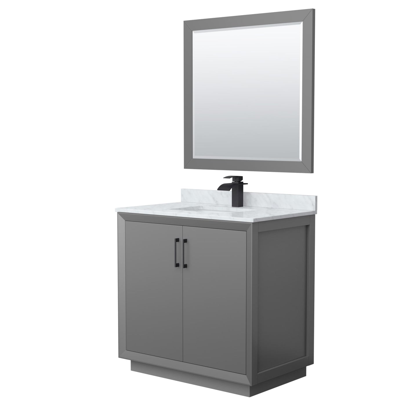 Strada Bathroom Vanity with Countertop 36 inch Single Sink Single hole Faucet Setup