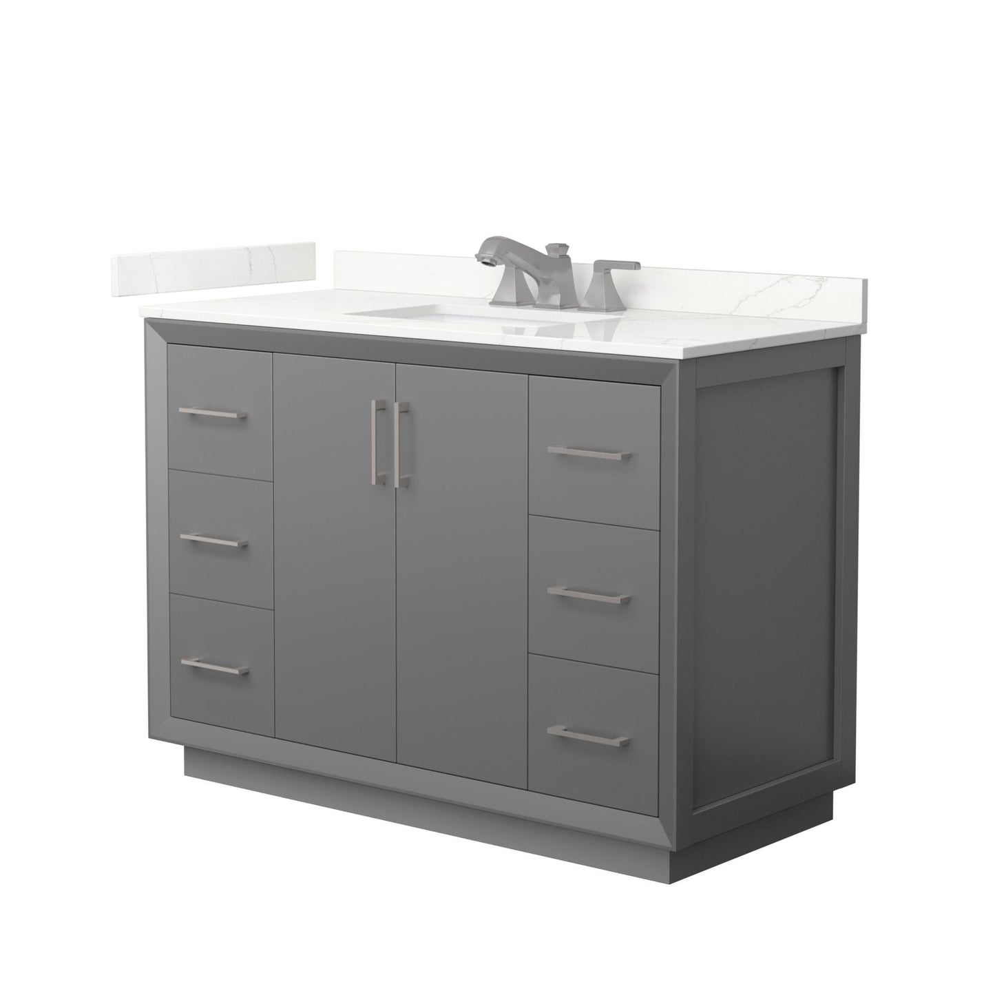Strada Bathroom Vanity with Countertop 48 inch Single Sink 3-hole Faucet Setup