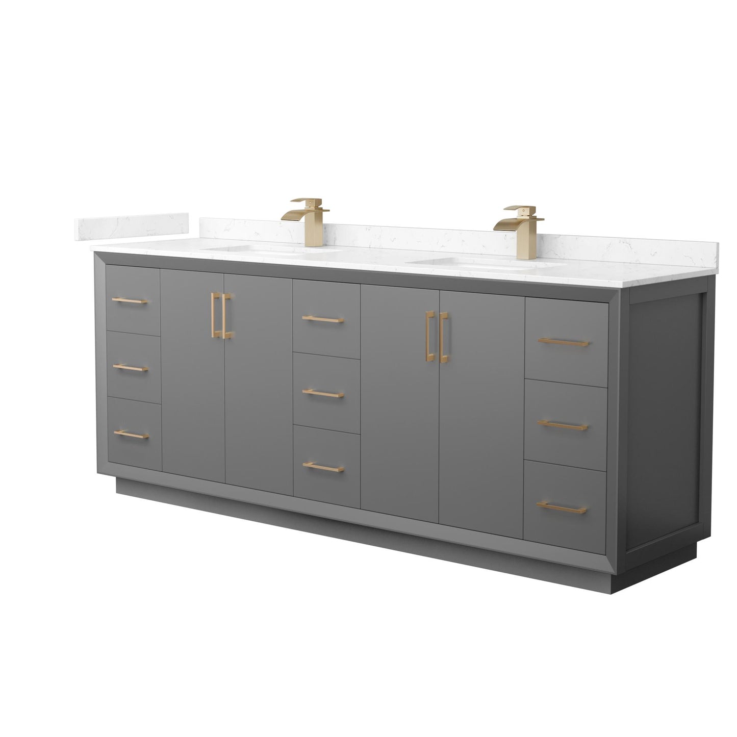 Strada Bathroom Vanity with Countertop 84 inch Double Sink Single hole Faucet Setup
