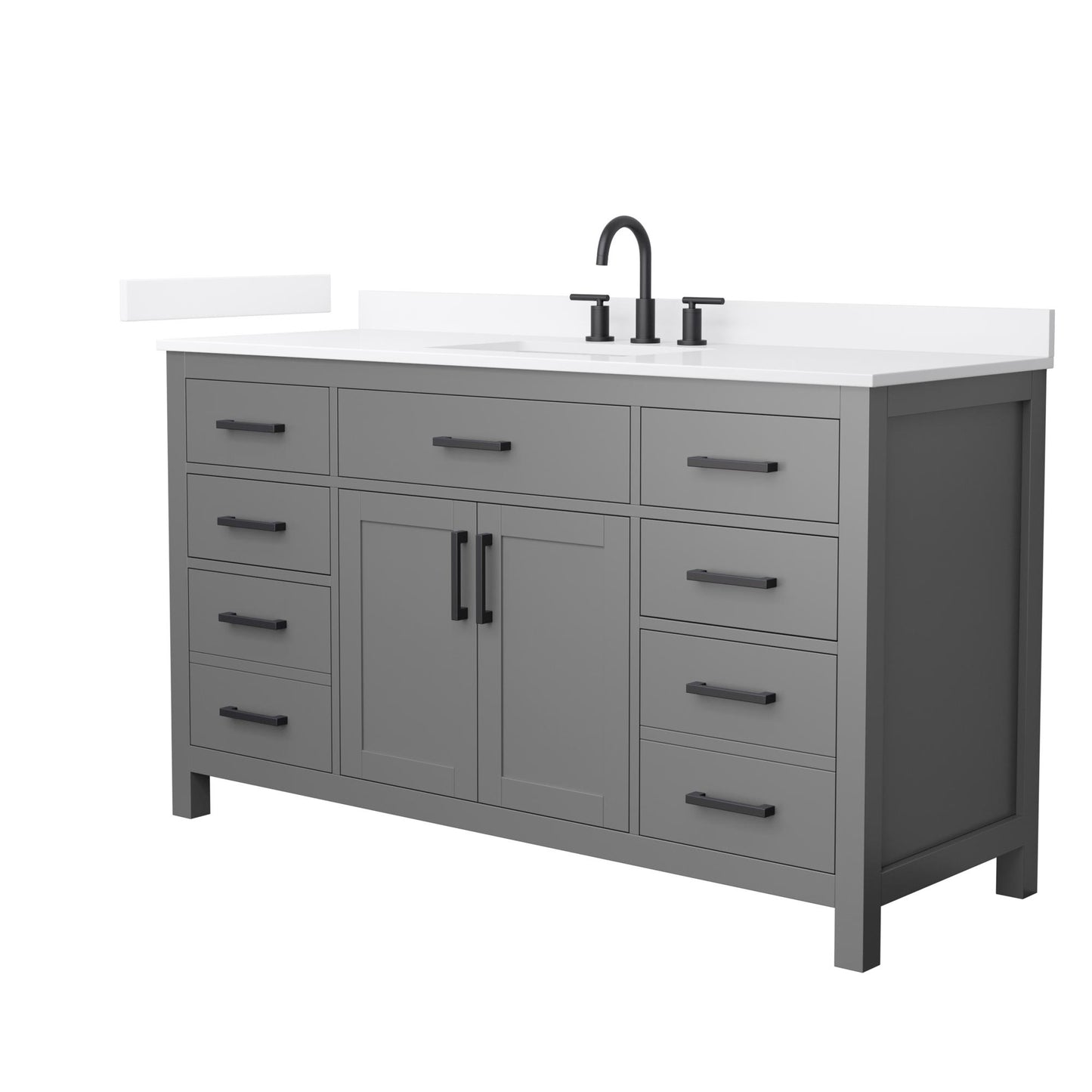 Beckett Bathroom Vanity with Countertop 60 inch Single Sink 3-hole Faucet Setup