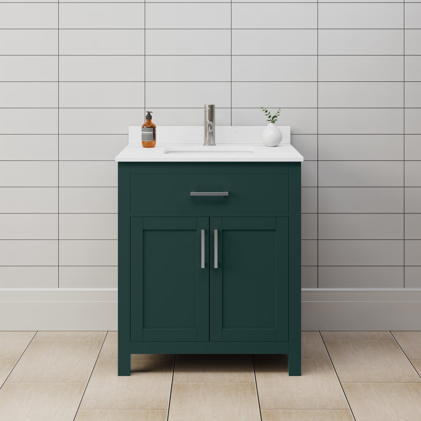 Beckett Bathroom Vanity with Countertop 30 inch Single Sink Single hole Faucet Setup