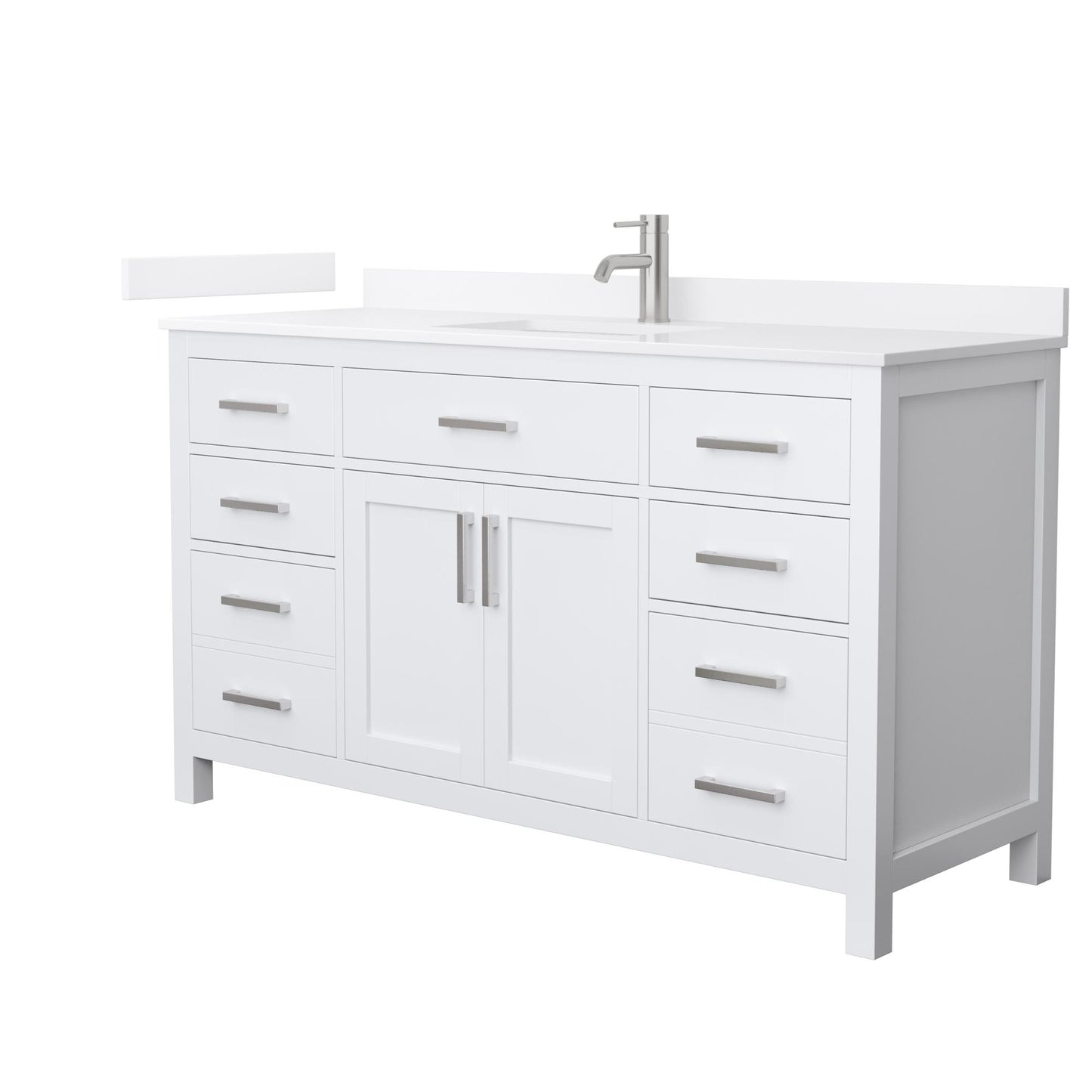 Beckett Bathroom Vanity with Countertop 60 inch Single Sink Single hole Faucet Setup