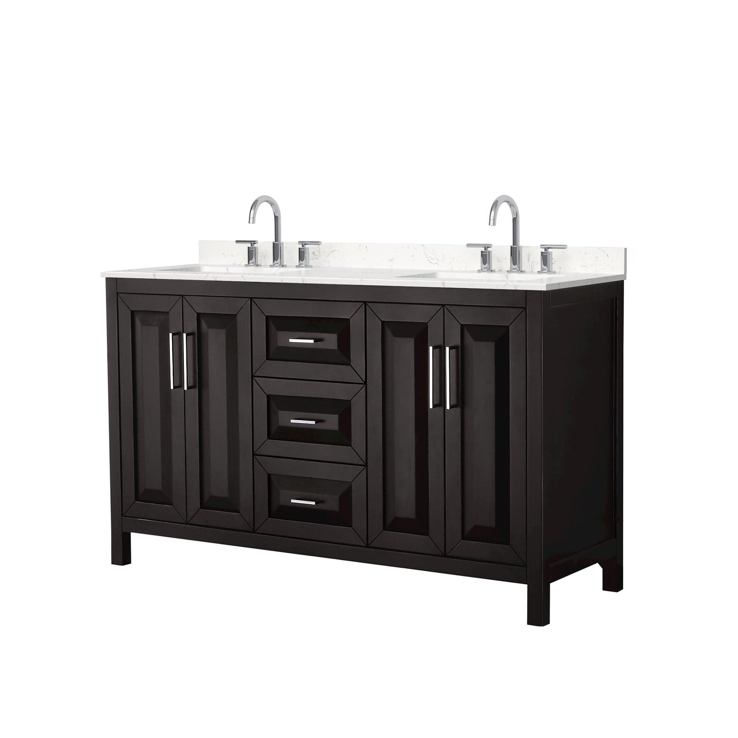 Daria Bathroom Vanity with Countertop 60 inch Double Sink 3-hole Faucet Setup