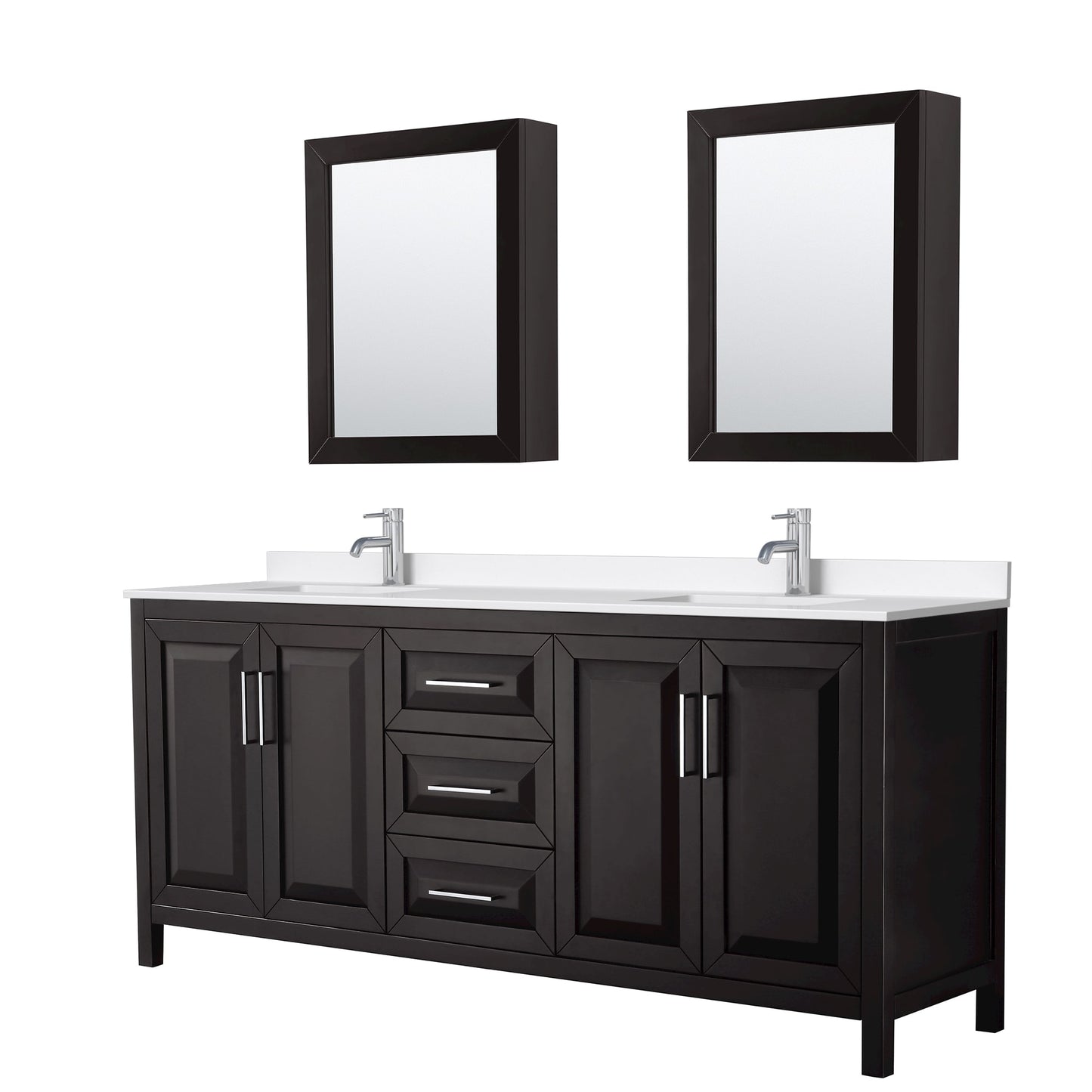 Daria Bathroom Vanity with Countertop 80 inch Double Sink Single hole Faucet Setup