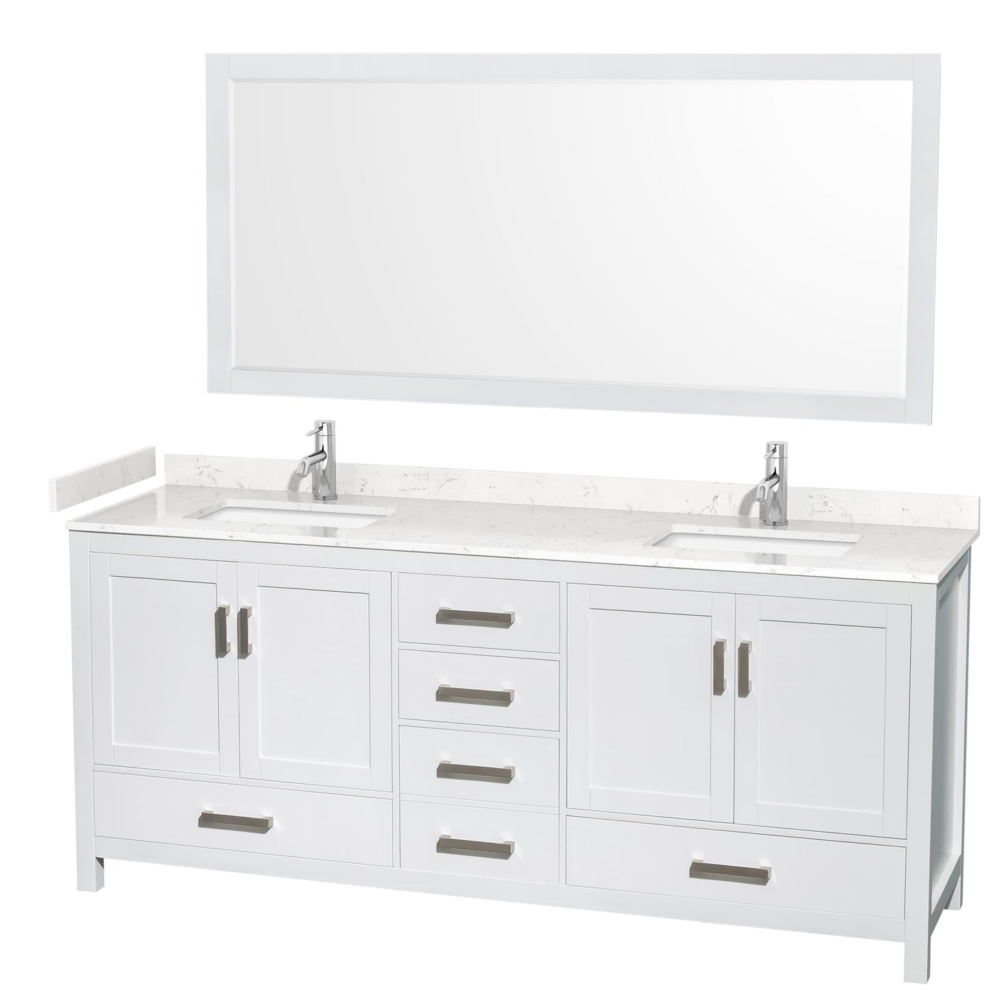 Sheffield Bathroom Vanity with Countertop 80 inch Double Sink Single hole Faucet Setup