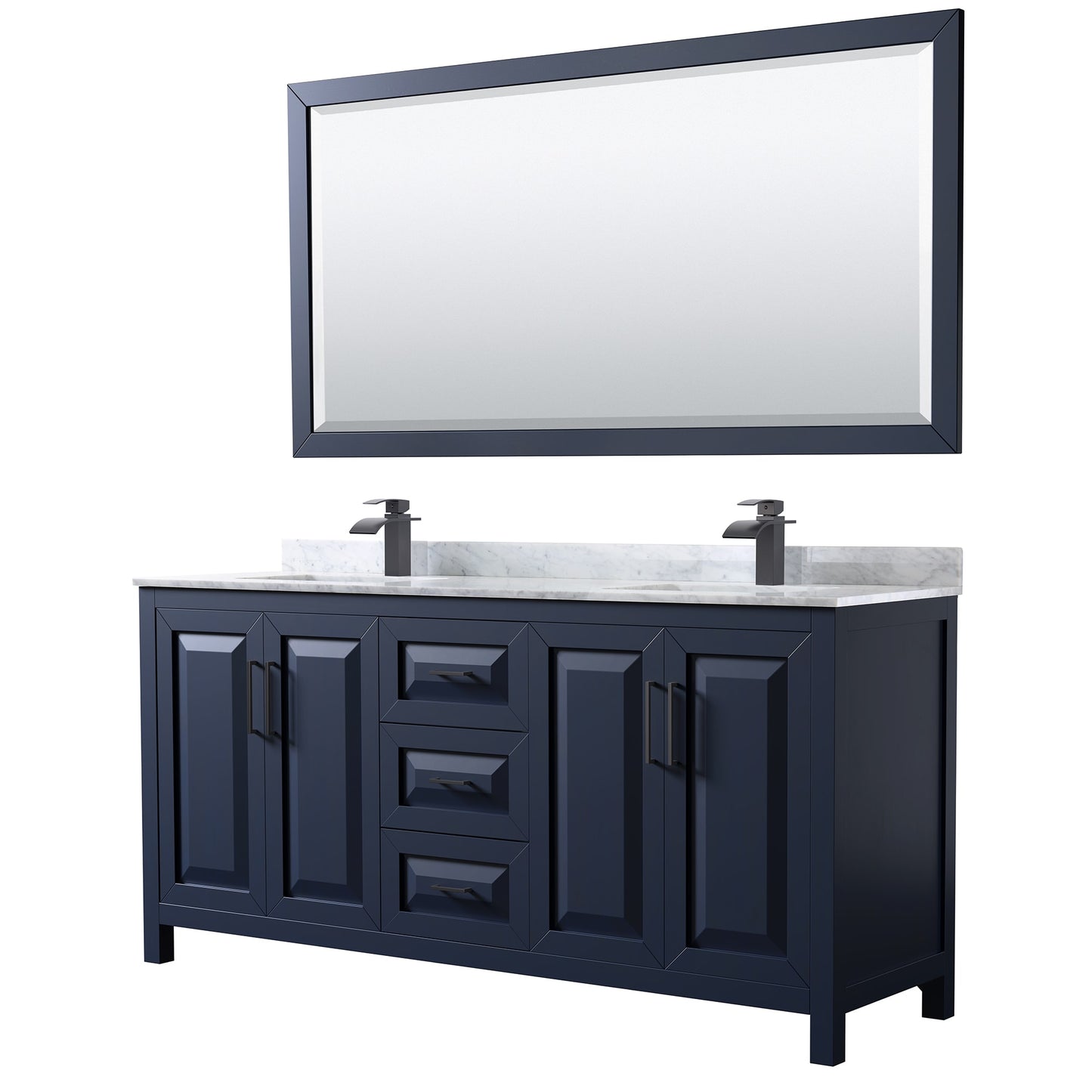 Daria Bathroom Vanity with Countertop 72 inch Double Sink Single hole Faucet Setup