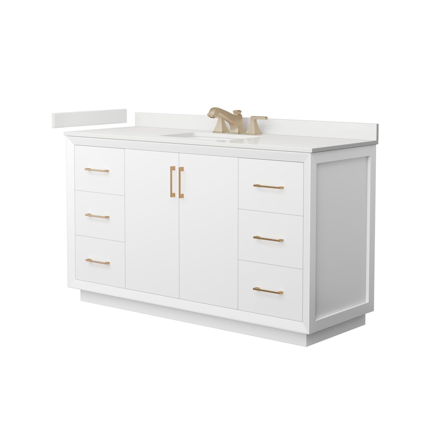 Strada Bathroom Vanity with Countertop 60 inch Single Sink 3-hole Faucet Setup