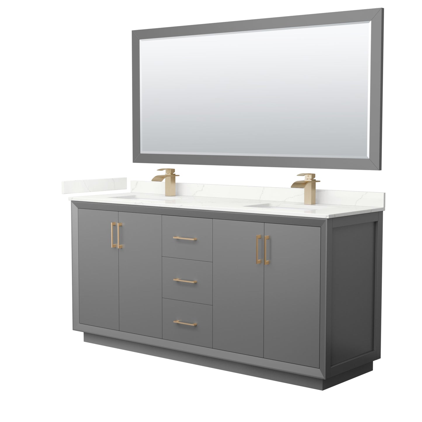 Strada Bathroom Vanity with Countertop 72 inch Double Sink Single hole Faucet Setup