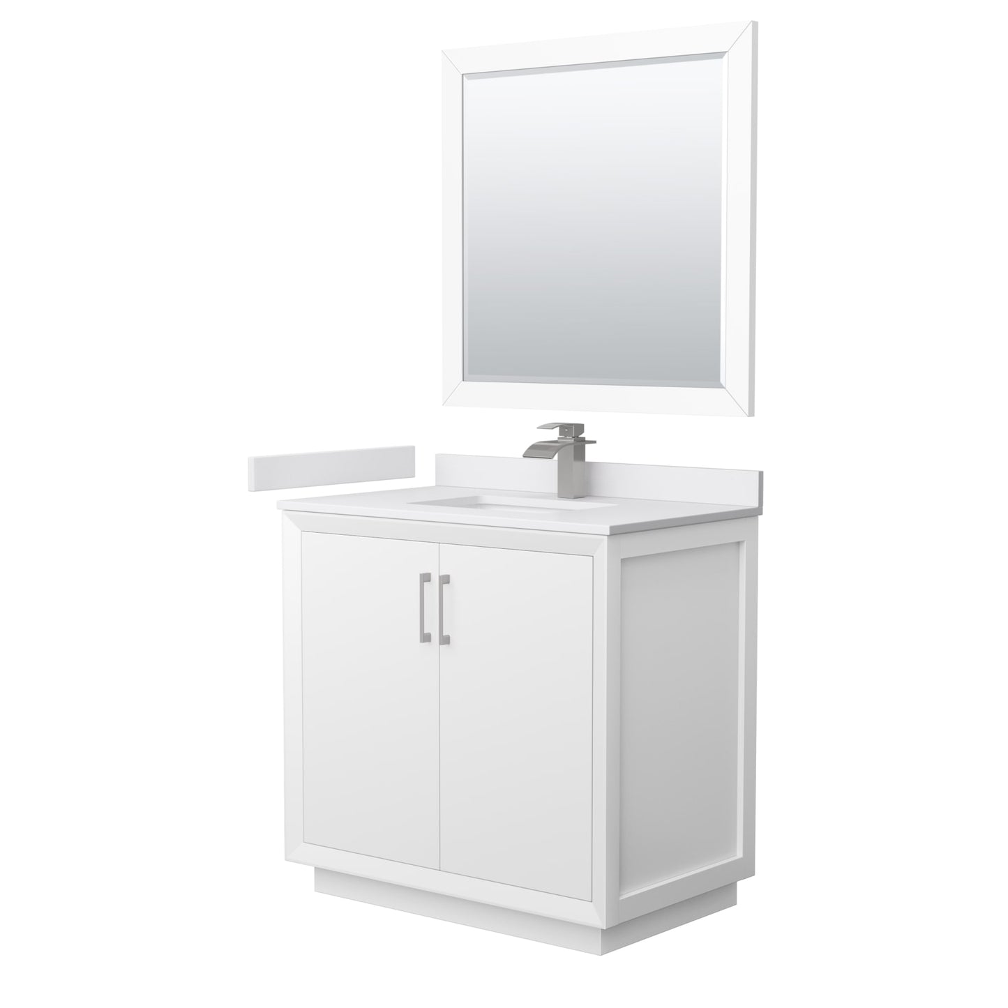 Strada Bathroom Vanity with Countertop 36 inch Single Sink Single hole Faucet Setup