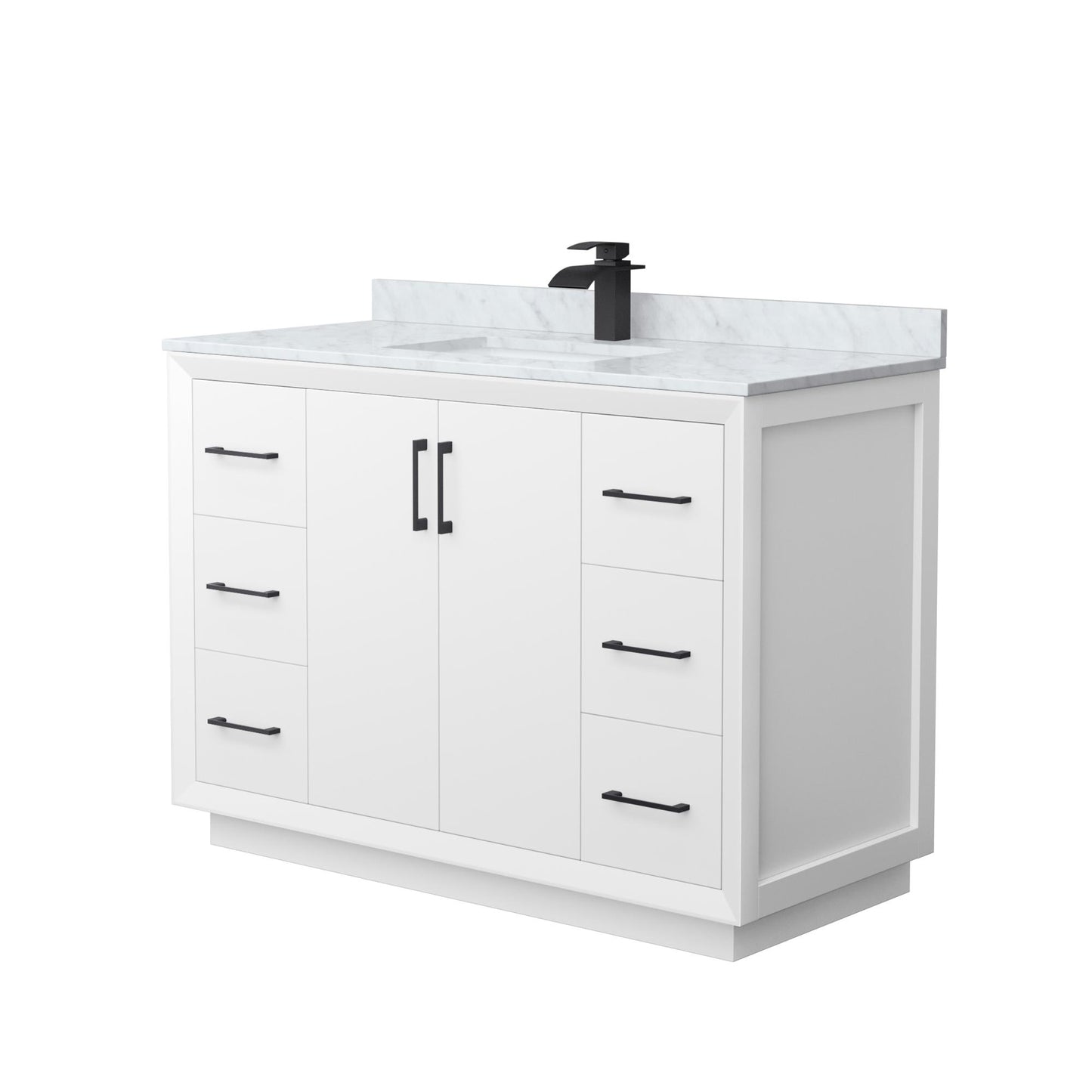 Strada Bathroom Vanity with Countertop 48 inch Single Sink Single hole Faucet Setup