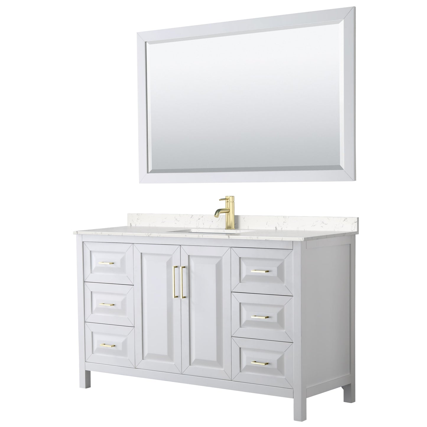 Daria Bathroom Vanity with Countertop 60 inch Single Sink Single hole Faucet Setup