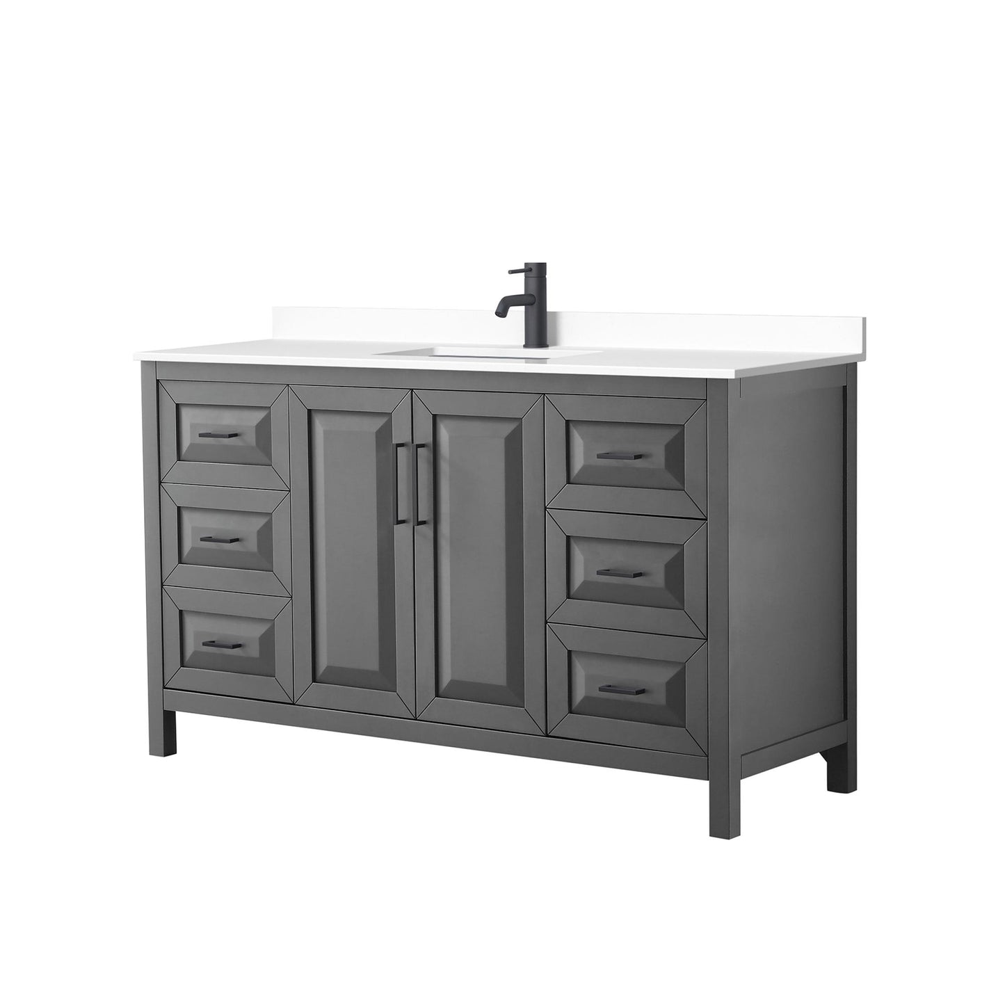 Daria Bathroom Vanity with Countertop 60 inch Single Sink Single hole Faucet Setup