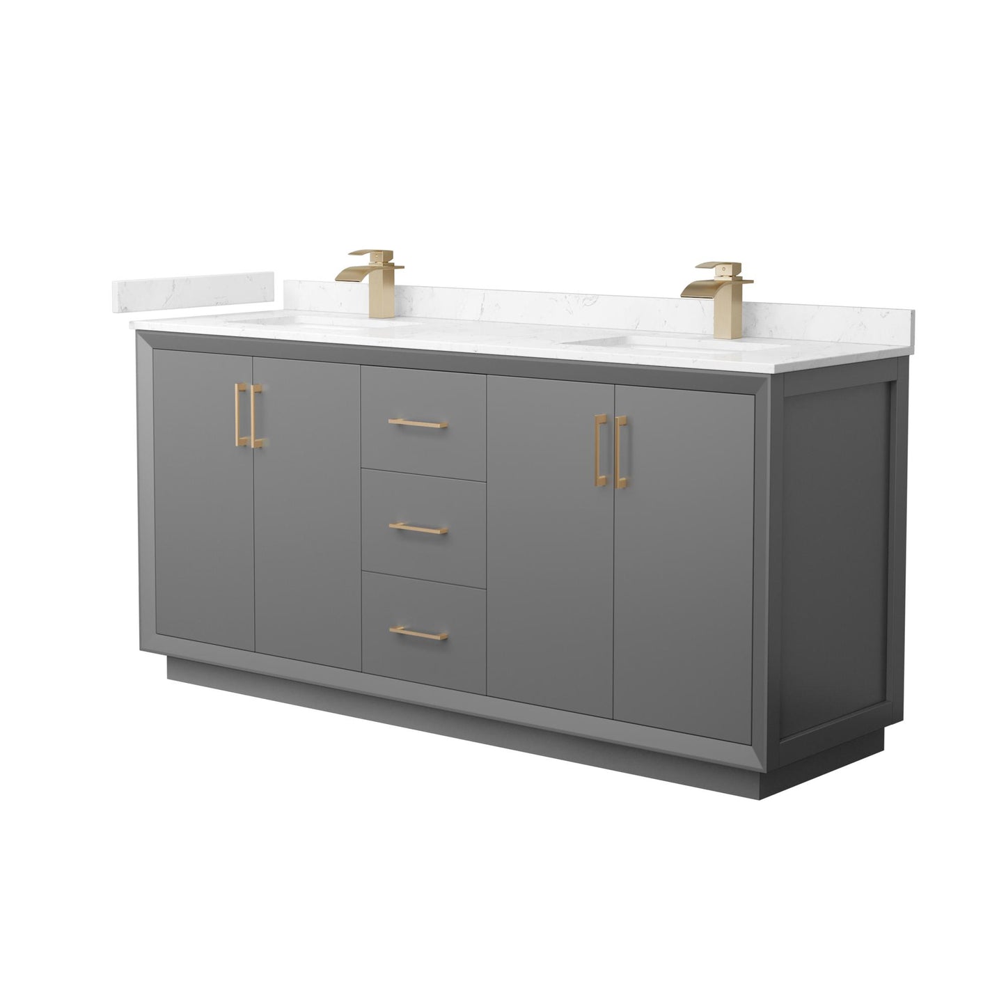 Strada Bathroom Vanity with Countertop 72 inch Double Sink Single hole Faucet Setup