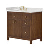 Custom image for Dark Walnut with Brushed Gold Trim / Carrara Cultured Marble / No Mirror