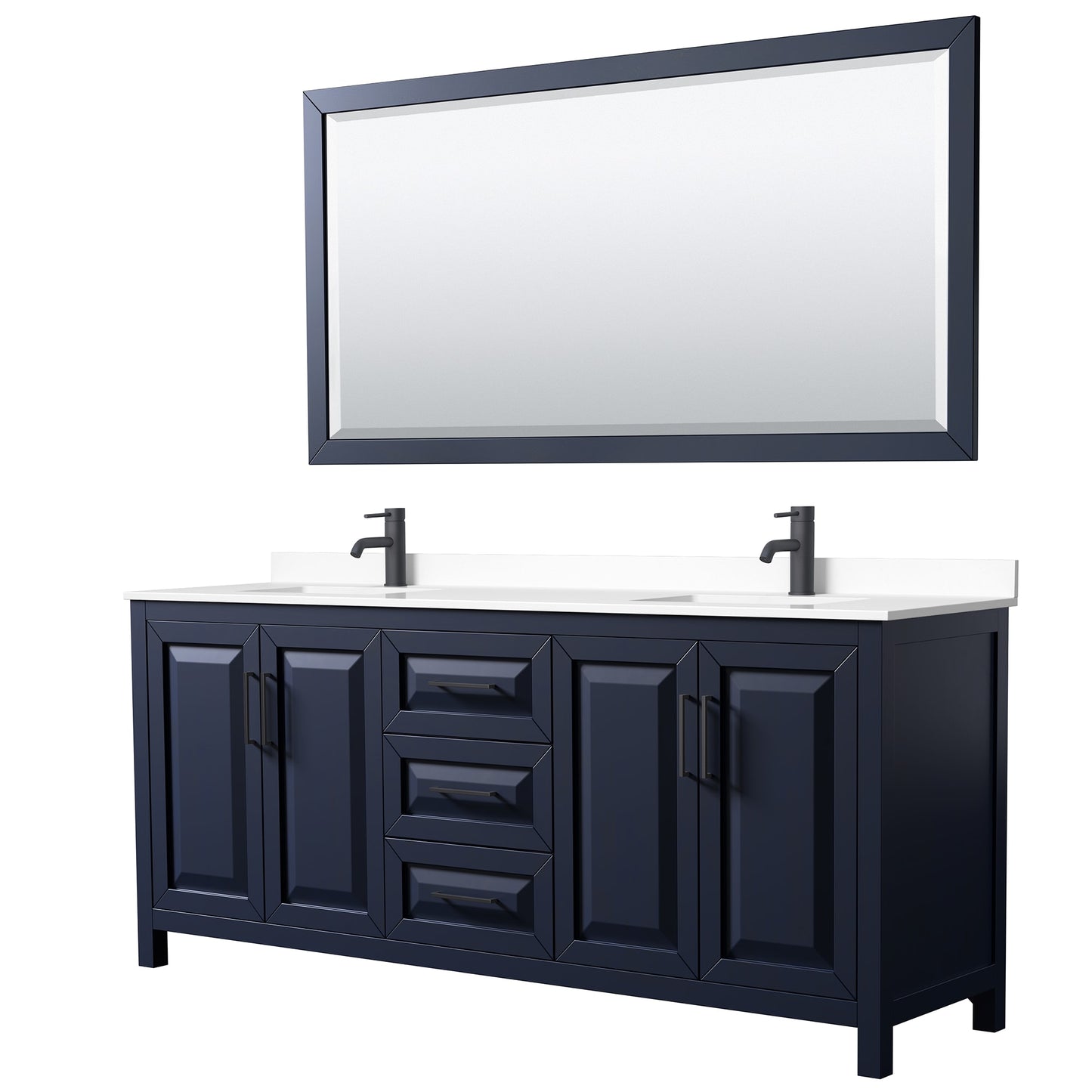 Daria Bathroom Vanity with Countertop 80 inch Double Sink Single hole Faucet Setup