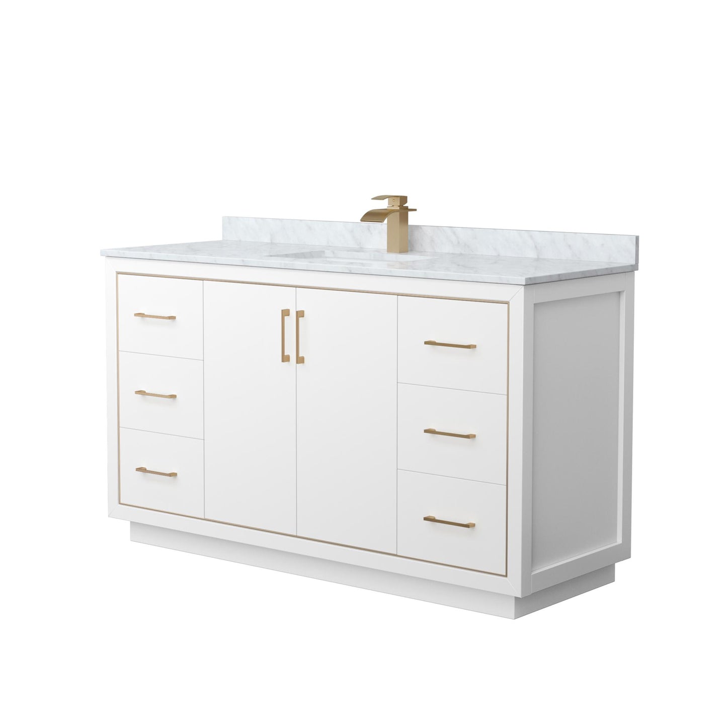 Icon Bathroom Vanity with Countertop 60 inch Single Sink Single hole Faucet Setup