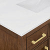 Custom image for Dark Oak with Brushed Gold Trim / White Cultured Marble / No Mirror