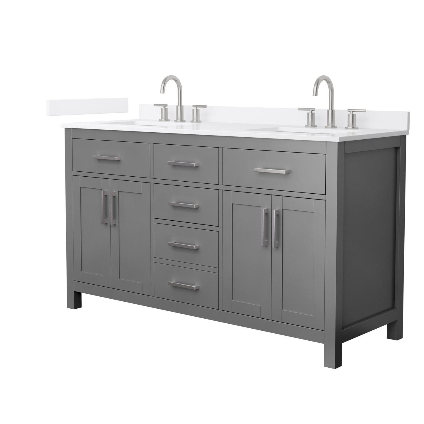 Beckett Bathroom Vanity with Countertop 60 inch Double Sink 3-hole Faucet Setup