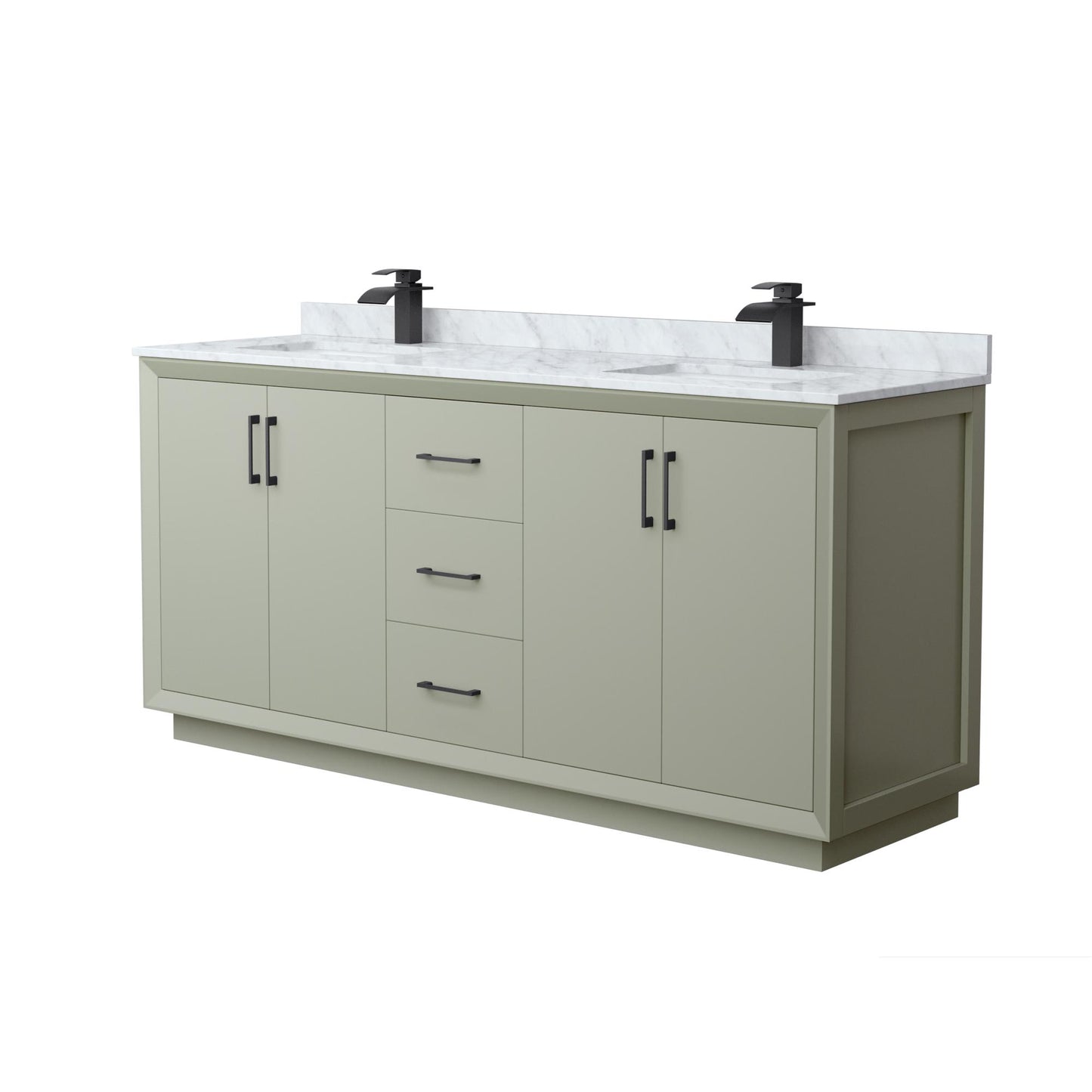 Strada Bathroom Vanity with Countertop 72 inch Double Sink Single hole Faucet Setup