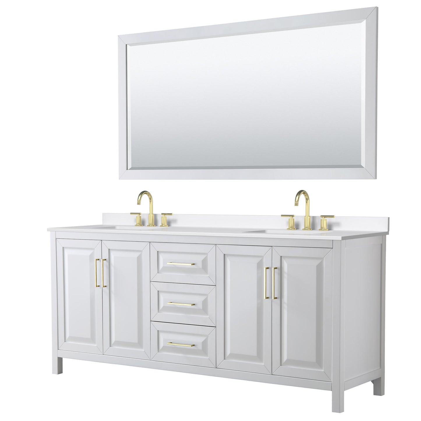 Daria Bathroom Vanity with Countertop 80 inch Double Sink 3-hole Faucet Setup