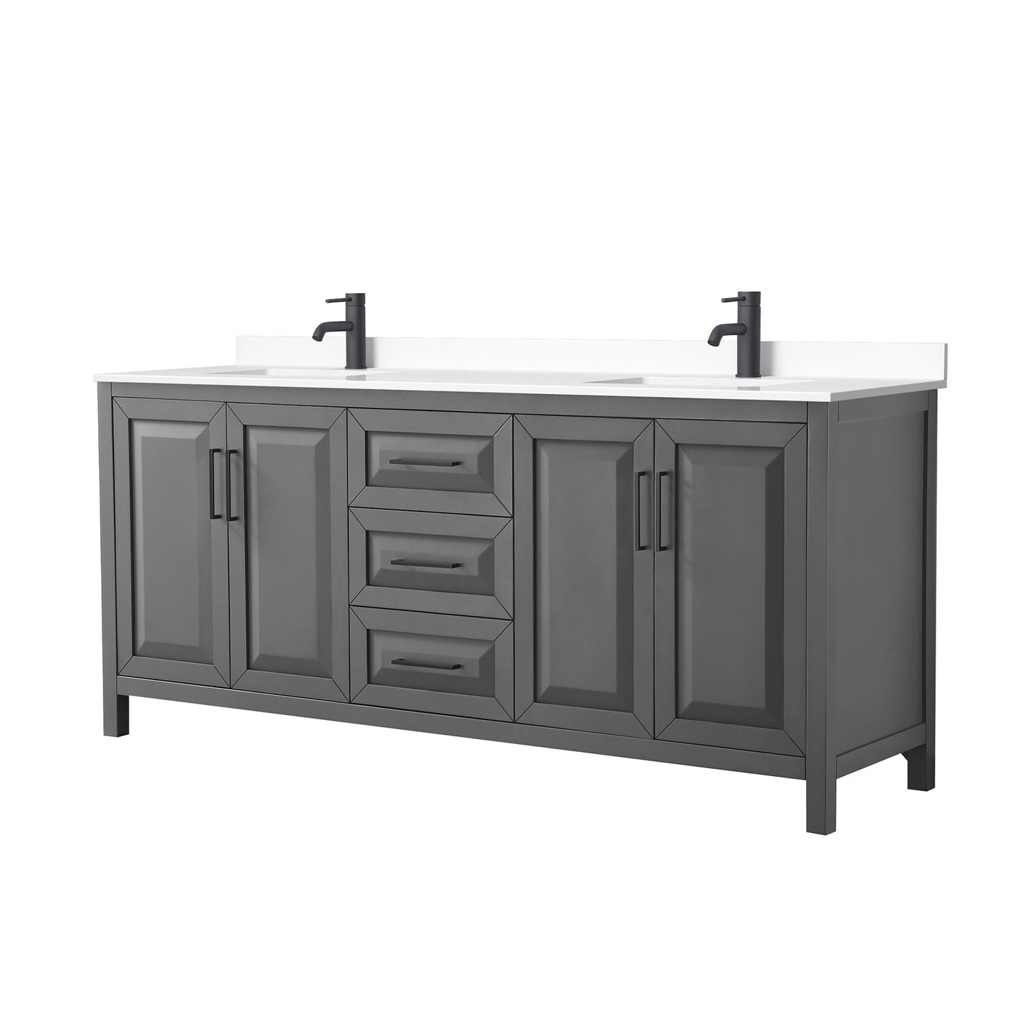 Daria Bathroom Vanity with Countertop 80 inch Double Sink Single hole Faucet Setup