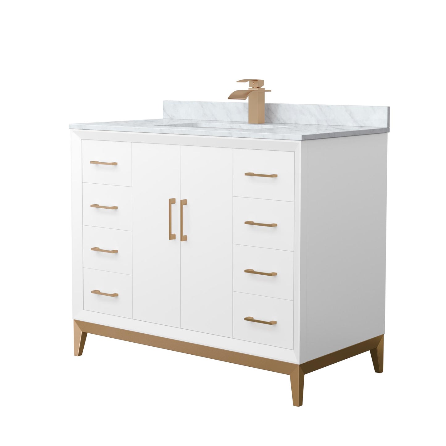 Amici Bathroom Vanity with Countertop 42 inch Single Sink Single hole Faucet Setup
