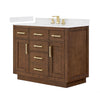 Custom image for Dark Oak with Brushed Gold Trim / Carrara Cultured Marble / No Mirror