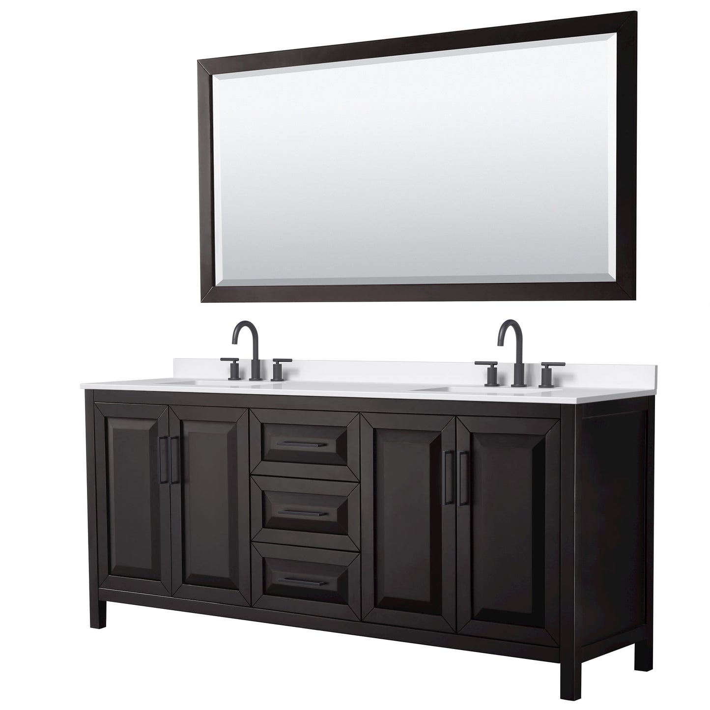 Daria Bathroom Vanity with Countertop 80 inch Double Sink 3-hole Faucet Setup