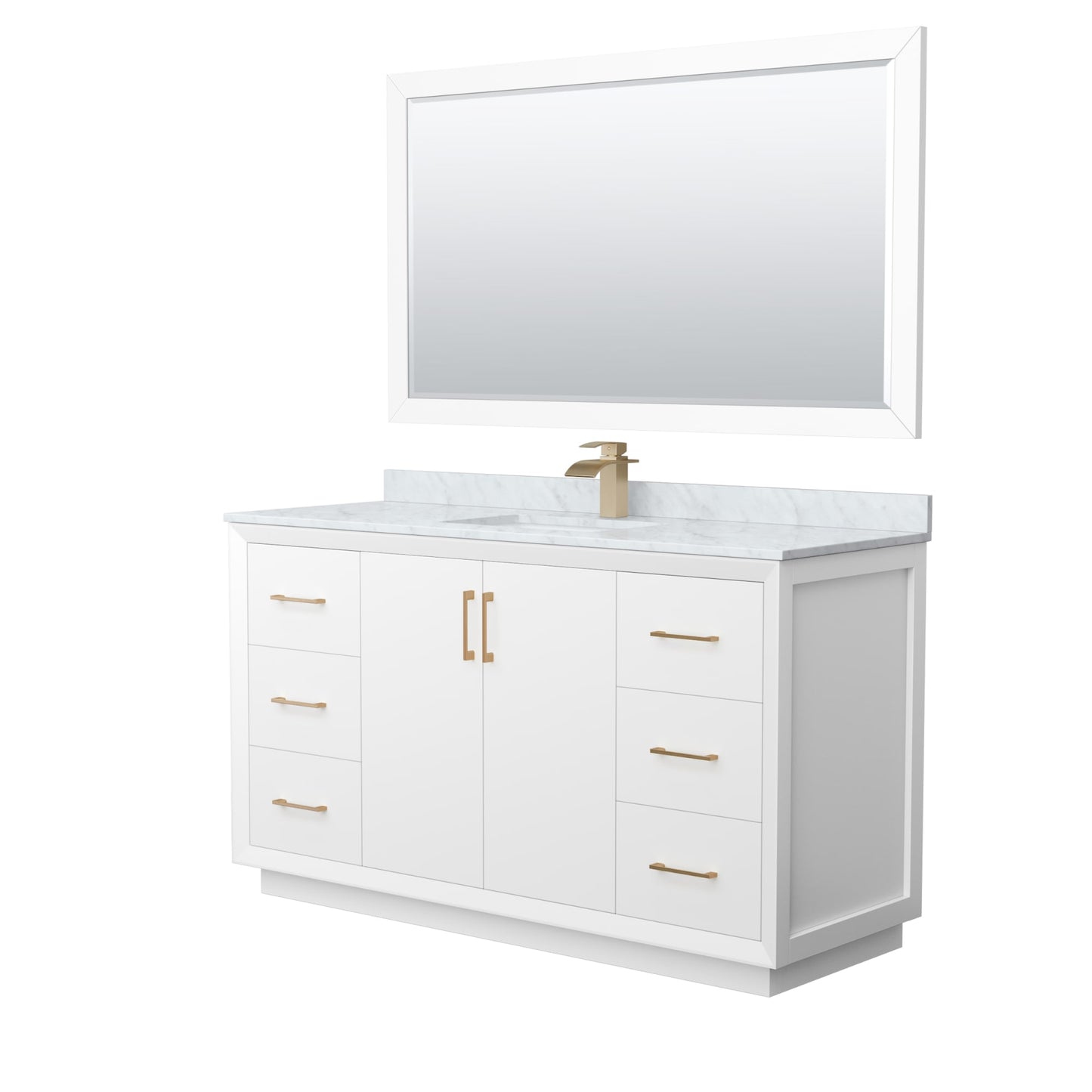 Strada Bathroom Vanity with Countertop 60 inch Single Sink Single hole Faucet Setup