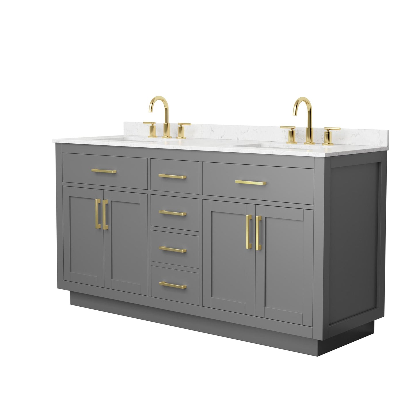 Beckett TK Bathroom Vanity with Countertop 66 inch Double Sink 3-hole Faucet Setup